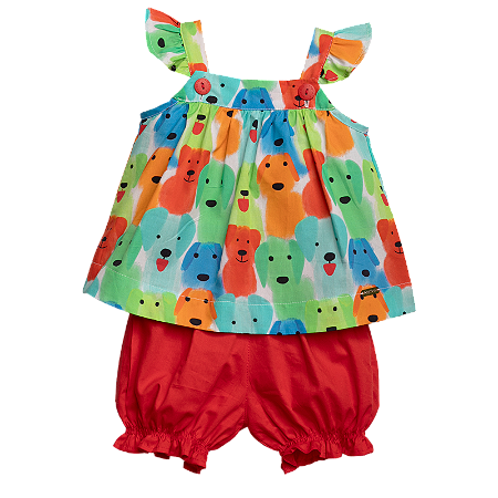 CONJUNTO ESTAMPA AQUARELA DE PETS