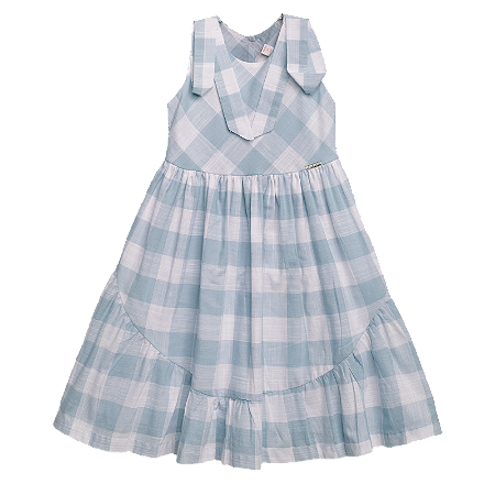 VESTIDO ESTAMPA XADREZ AZUL BEBE