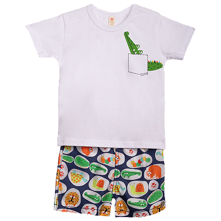 CONJUNTO ESTAMPA PEDRINHAS MARINHO