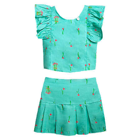 CONJUNTO ESTAMPA BUQUE DE TULIPAS VERDE