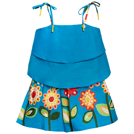CONJUNTO BARRADO DANÇA DOS GIRASSÓIS AZUL
