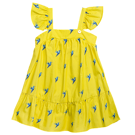 VESTIDO ESTAMPA ORIGAMI AMARELO