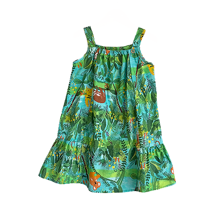 VESTIDO ESTAMPA SELVA FUNDO VERDE