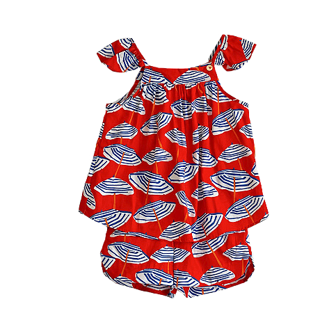 CONJUNTO ESTAMPA SOMBRINHA FUNDO VERMELHO