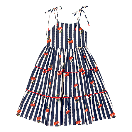 VESTIDO CEREJINHA AZUL MARINHO LISTRADA