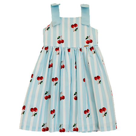 VESTIDO CEREJINHA AZUL CLARO LISTRADO