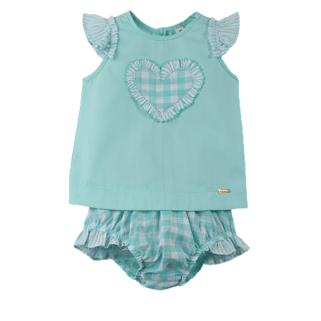 CONJUNTO LISO E XADREZ VERDE AGUA