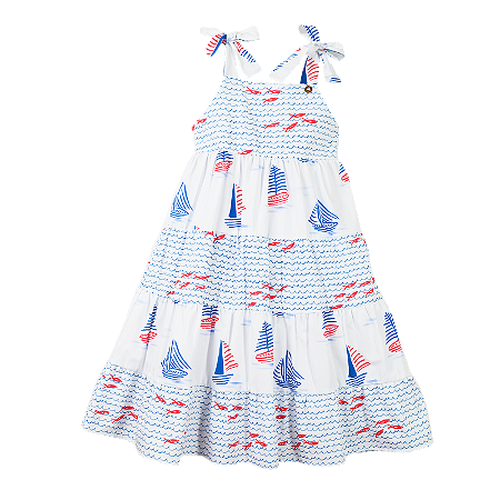 VESTIDO ESTAMPA PEIXINHOS E PASSEIO DE BARCO