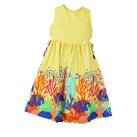 VESTIDO ESTAMPA JARDIM DE ALGAS AMARELO
