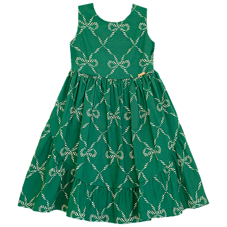 VESTIDO LAÇO CANDY CANES FUNDO VERDE