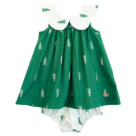 VESTIDO PINHEIRINHO FUNDO VERDE ESCURO