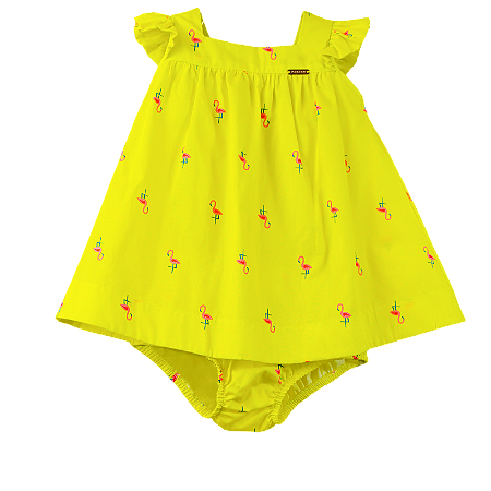 VESTIDO ESTAMPA FLAMINGO NEON