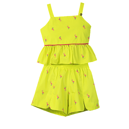 CONJUNTO ESTAMPA FLAMINGO NEON