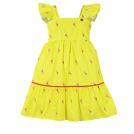 VESTIDO ESTAMPA FLAMINGO NEON