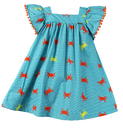 VESTIDO ESTAMPA CARANGUEJO VERDE TURQUESA