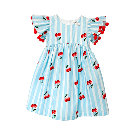 VESTIDO CEREJINHA AZUL CLARO LISTRADO