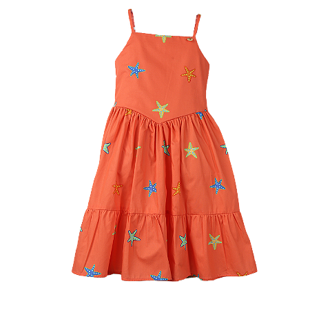 VESTIDO ESTAMPA ESTRELA DO MAR CORAL