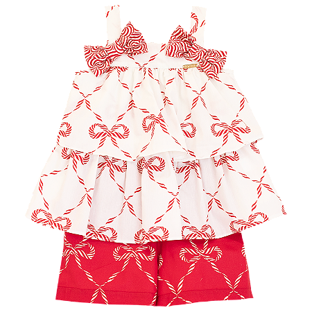 CONJUNTO LAÇO VERMELHO E BRANCO