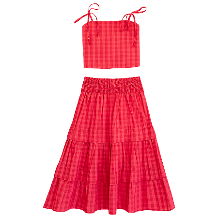 CONJUNTO XADREZ VERMELHO COM ROSA