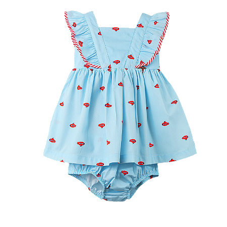 VESTIDO ESTAMPA SUBMARINO FUNDO AZUL