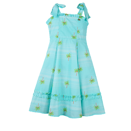 VESTIDO ESTAMPA SUNSET FUNDO VERDE AGUA
