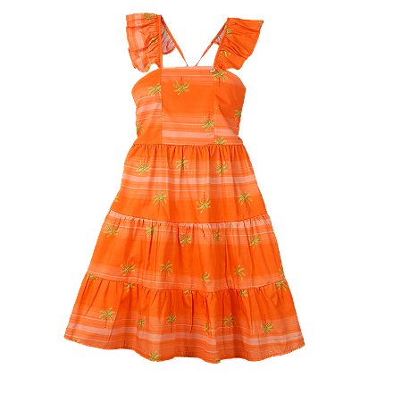 VESTIDO ESTAMPA SUNSET FUNDO LARANJA