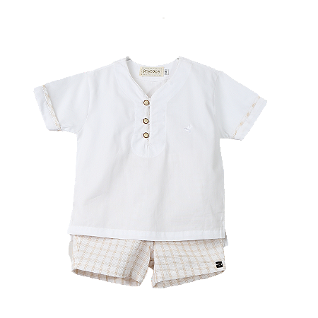 CONJUNTO GALLES BRANCO E XADREZ BEGE