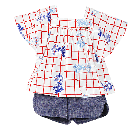 CONJUNTO ESTAMPA FLOR NAVE