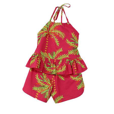 CONJUNTO ESTAMPA COQUEIRO ALEGRIA FUNDO PINK