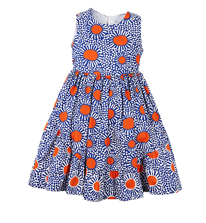 VESTIDO ESTAMPA FLOR DE OURICO FUNDO AZUL