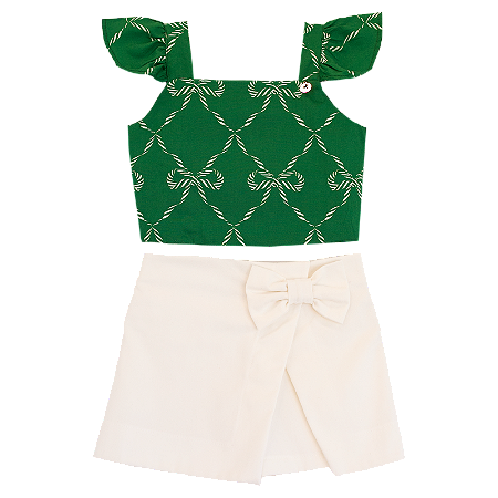 CONJUNTO LAÇO CANDY CANES FUNDO VERDE