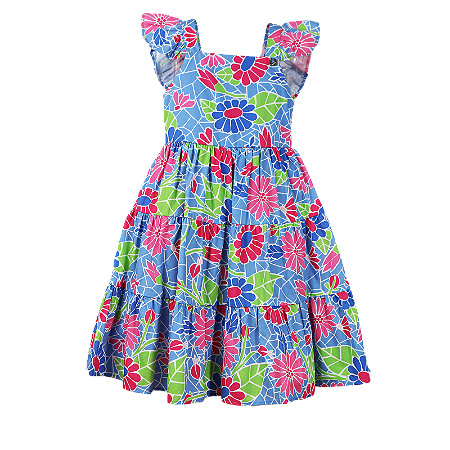 VESTIDO ESTAMPA FLORES MOSAICO