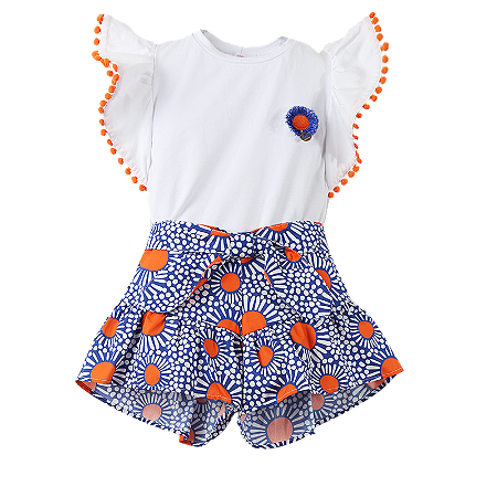 CONJUNTO ESTAMPA FLOR DE OURICO AZUL