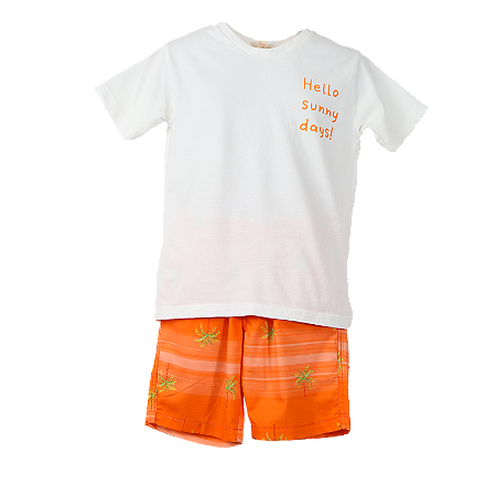 CONJUNTO ESTAMPA SUNSET FUNDO LARANJA