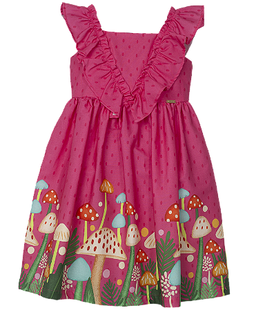 VESTIDO BARRADO COGUMELO ROSA PINK