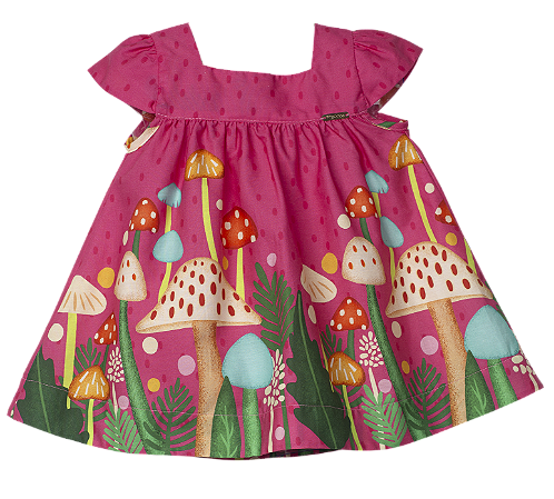 VESTIDO BARRADO COGUMELO ROSA PINK