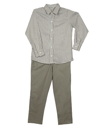 CONJUNTO OXFORD VERDE PISTACHE E BRANCO