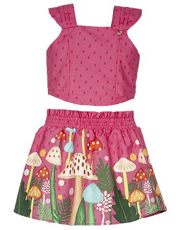 CONJUNTO BARRADO COGUMELO ROSA PINK