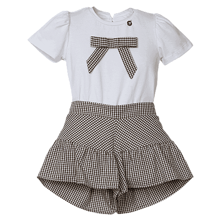 CONJUNTO OXFORD XADREZ MARROM E BRANCO