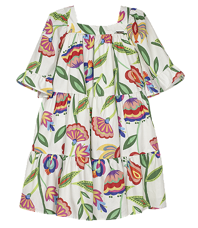 VESTIDO ESTAMPA FLORILÂNDIA FUNDO OFF