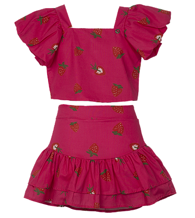 CONJUNTO ESTAMPA MORANGO PINK