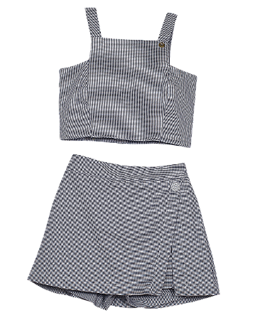 CONJUNTO BIS XADREZ BORDADO MARINHO