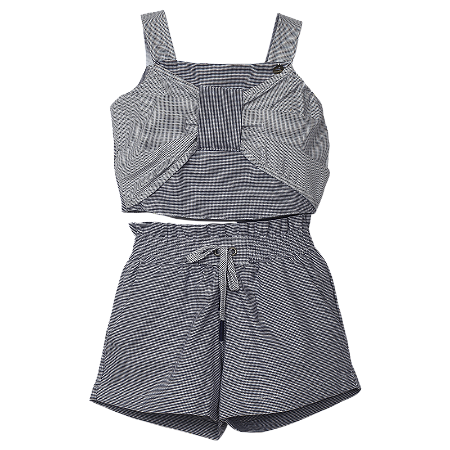 CONJUNTO BIS XADREZ BORDADO MARINHO