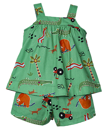 CONJUNTO ESTAMPA MEMORIAS FUNDO VERDE