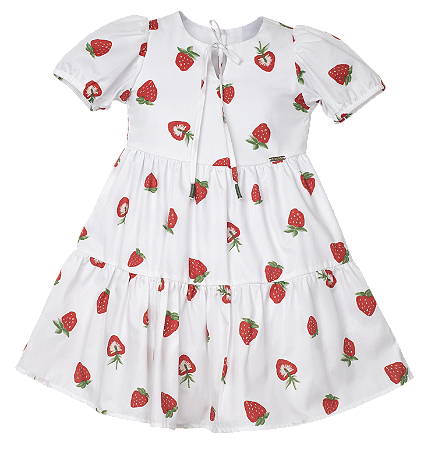 VESTIDO ESTAMPA MORANGO FUNDO BRANCO