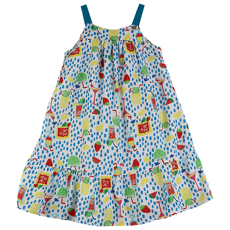 VESTIDO ESTAMPA DRINK FUNDO BRANCO