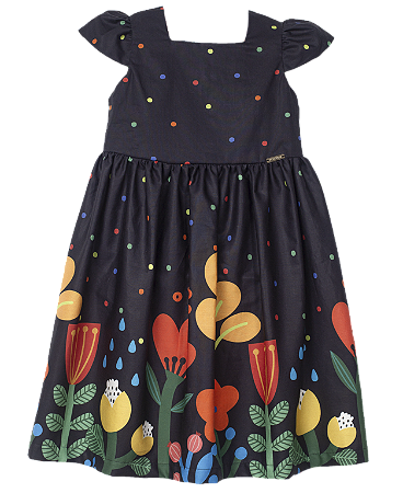 VESTIDO BARRADO COLORINDO AS FLORES