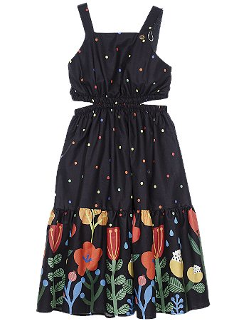 VESTIDO BARRADO COLORINDO AS FLORES