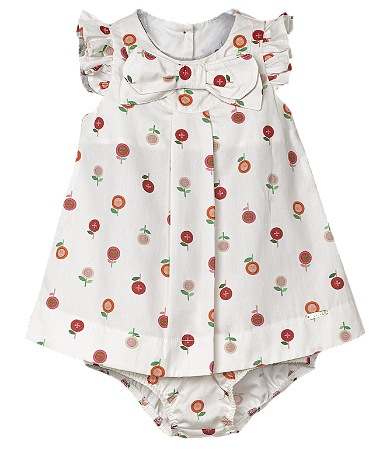 VESTIDO ESTAMPA BOTÕES DE FLOR FUNDO OFF