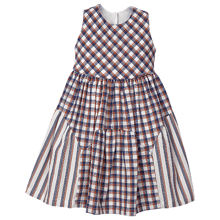 VESTIDO DONATO XADREZ TERRACOTA